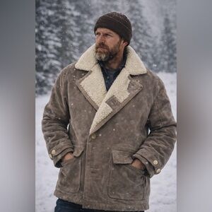 SADDLERY vintage suede sherpa jacket coat men's XL